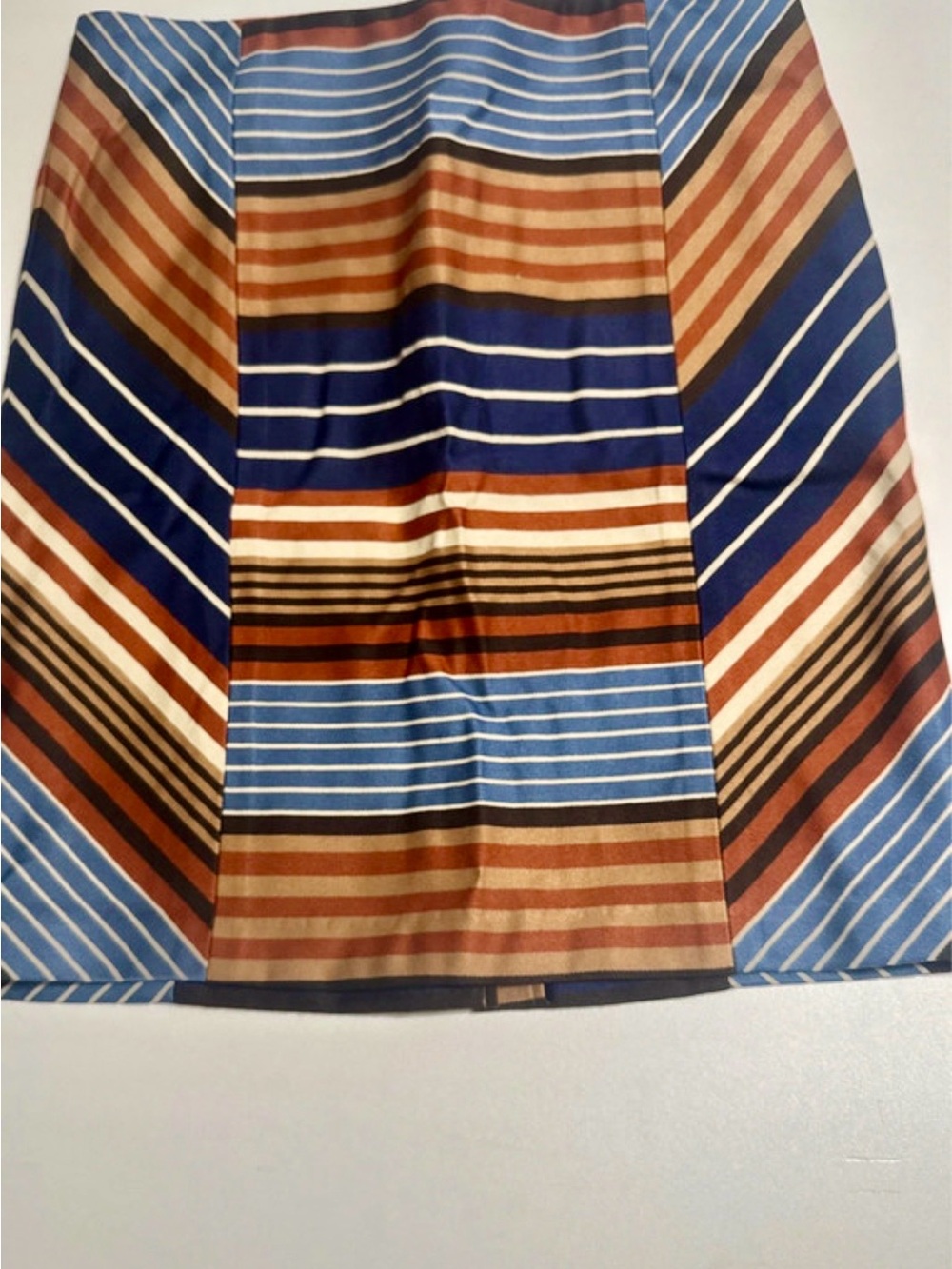 J. McLaughlin Blue, Brown and Cream Striped Pencil Skirt